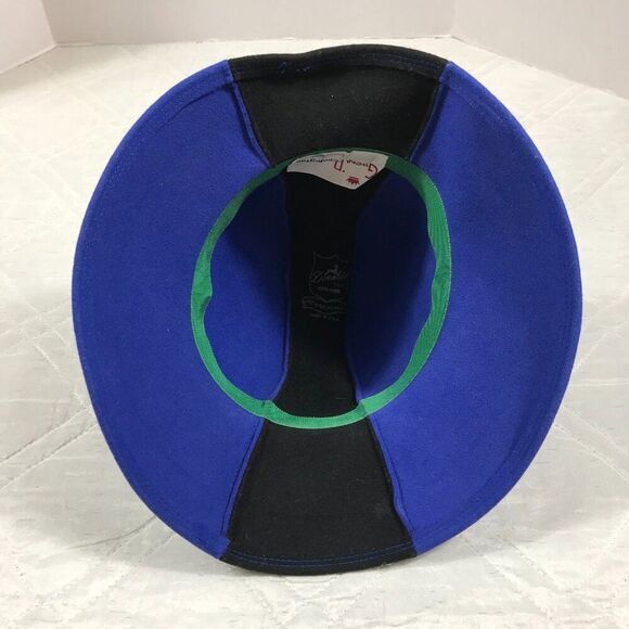 Vintage Gwen Pennington Exclusive Splendide 100% Blue and Black Wool Hat - Picture 4 of 6